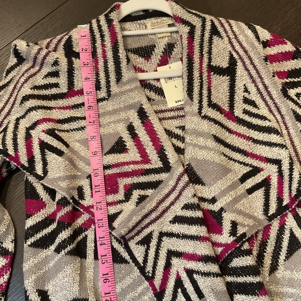 Lucky Brand Geometric Open-Front Women's Sweater Cardigan - Picture 7 of 8